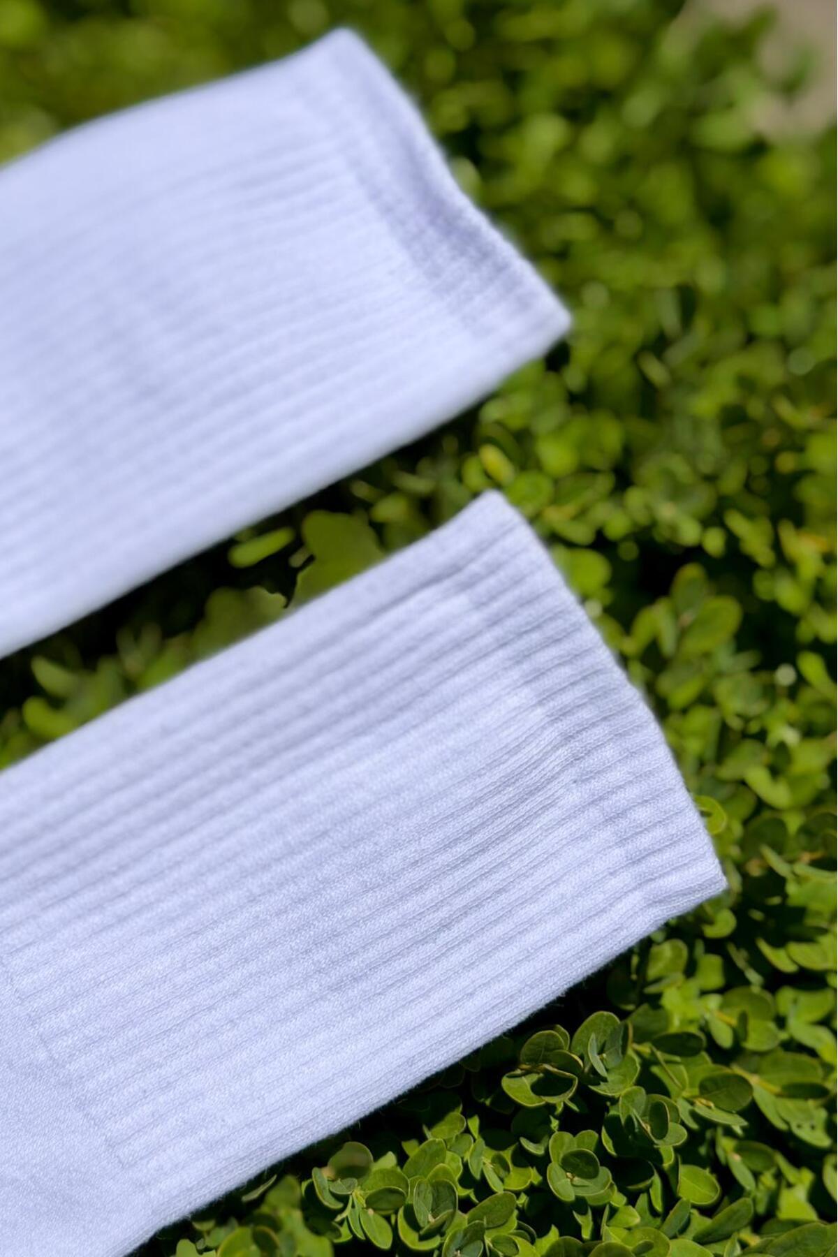Unisex Beyaz Düz Renk Tenis Spor Çorap