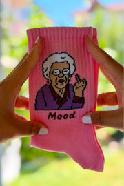 Grandma Mood Desenli Pembe Tenis Çorap