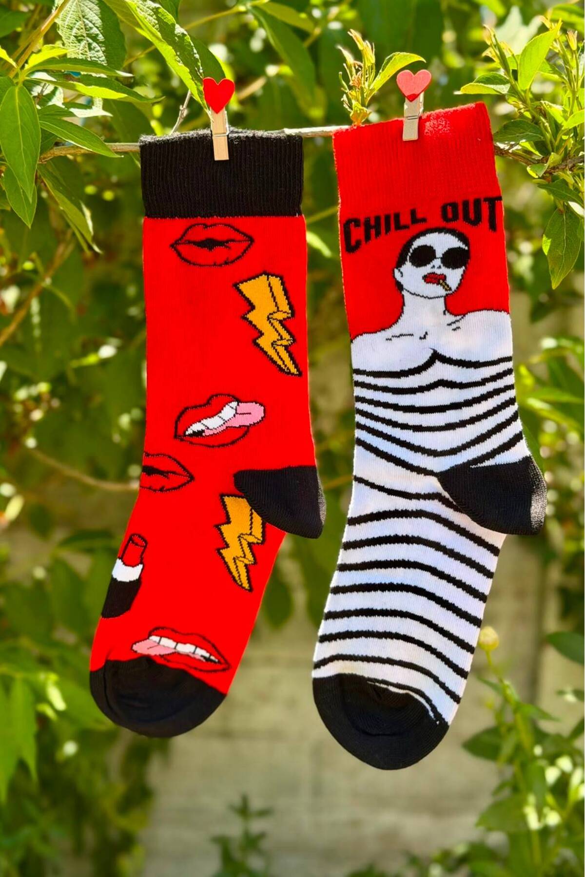 Unisex Sağlı Sollu Chill Out Desenli Soket Çorap