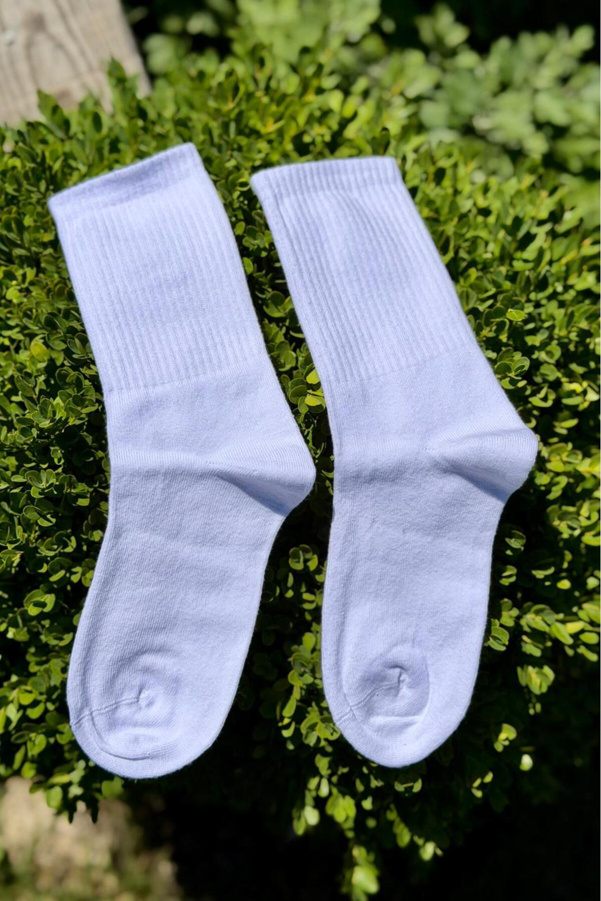 Unisex Beyaz Düz Renk Tenis Spor Çorap