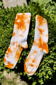 Unisex Turuncu Batik Desenli Soket Spor Çorap