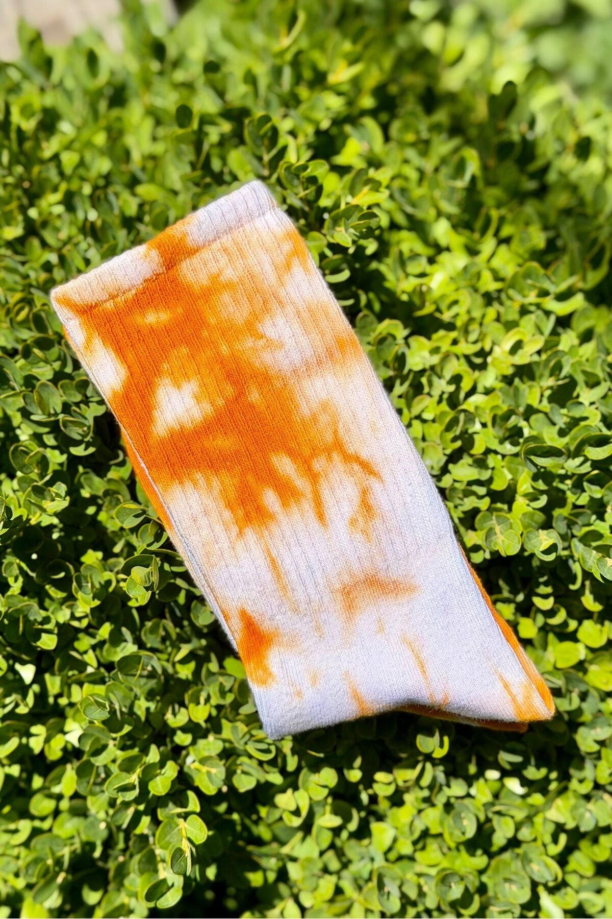 Unisex Turuncu Batik Desenli Soket Spor Çorap