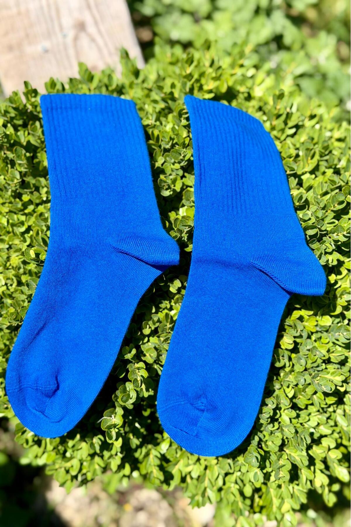 Unisex Lacivert Düz Renk Tenis Spor Çorap