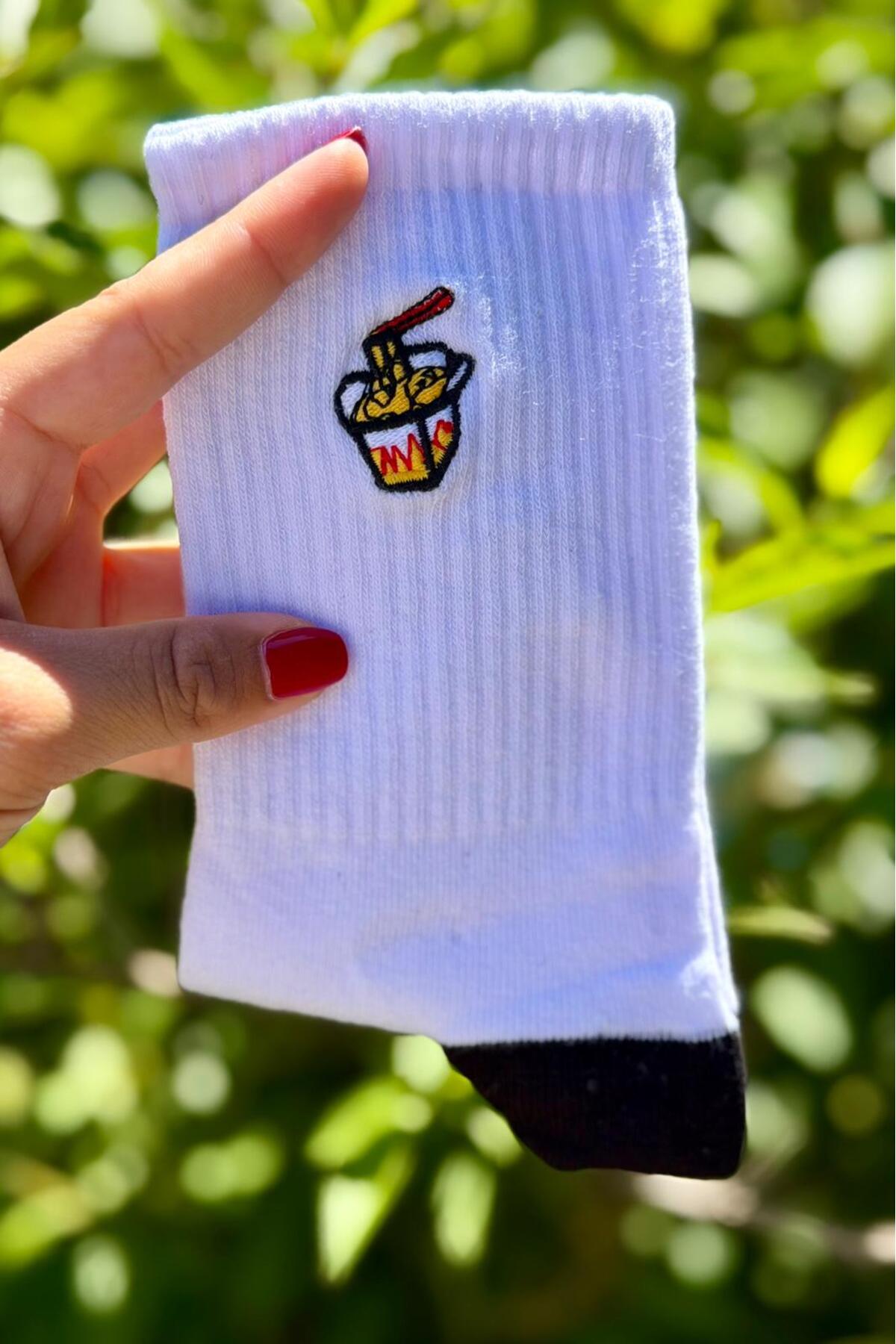 Nakışlı Desenli 2'li Tenis Spor Çorap