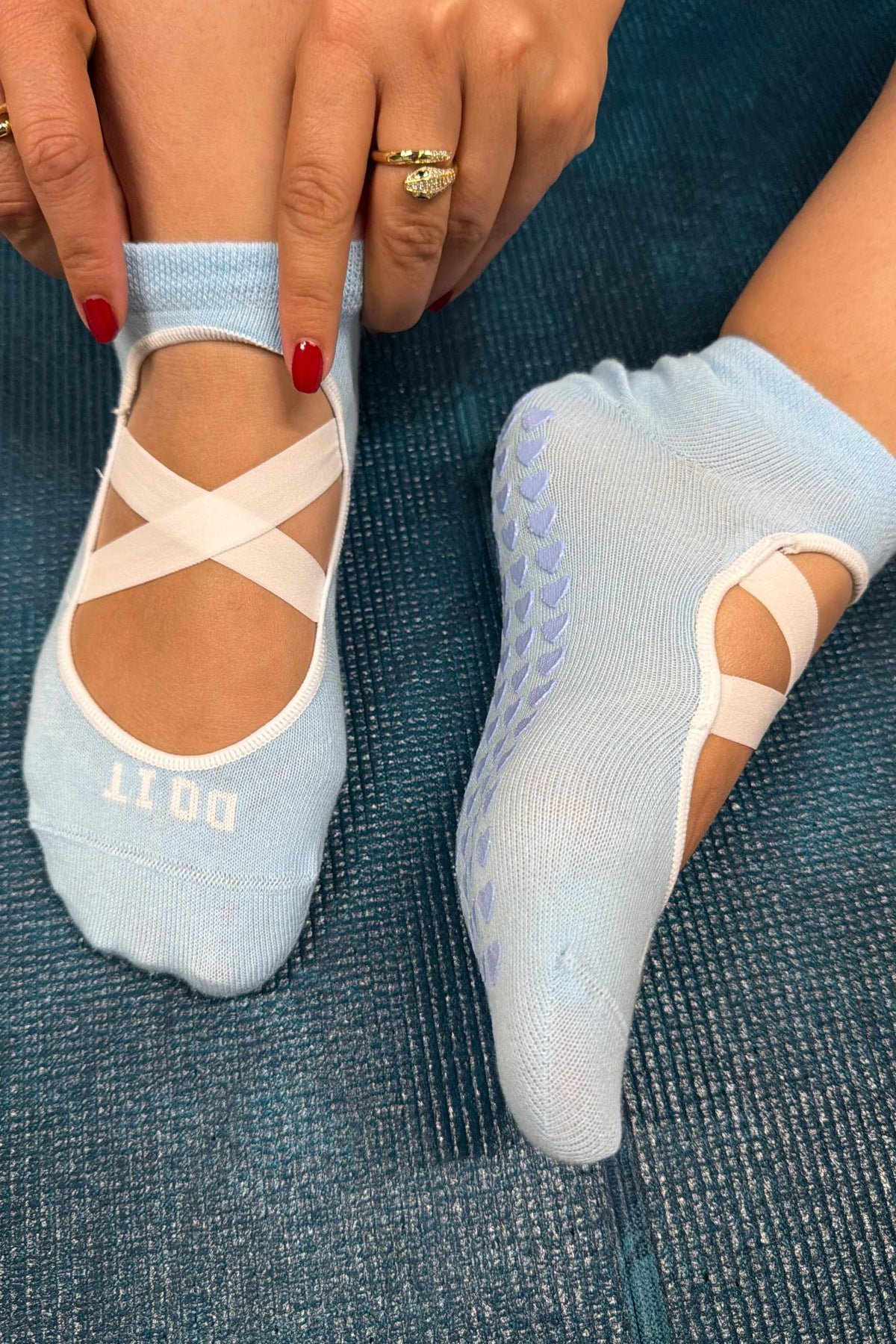 Unisex 5'li Çapraz Bantlı Kaymaz Tabanlı Babet Pilates Yoga Çorap