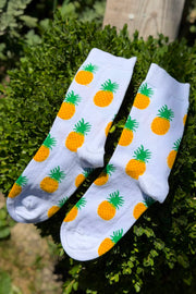 Ananas Desenli Beyaz Soket Çorap