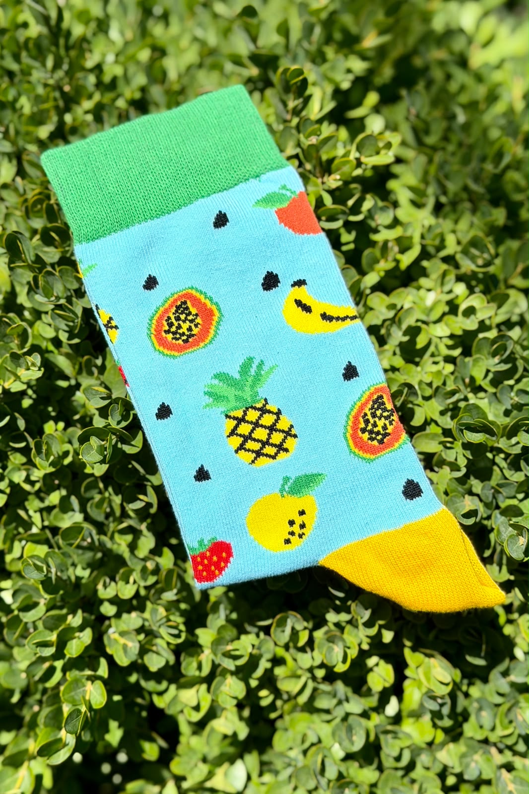 Sağlı Sollu Renkli Ananas Karpuz Desenli Soket Çorap