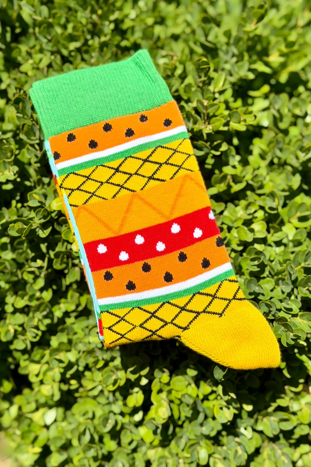 Sağlı Sollu Renkli Ananas Karpuz Desenli Soket Çorap