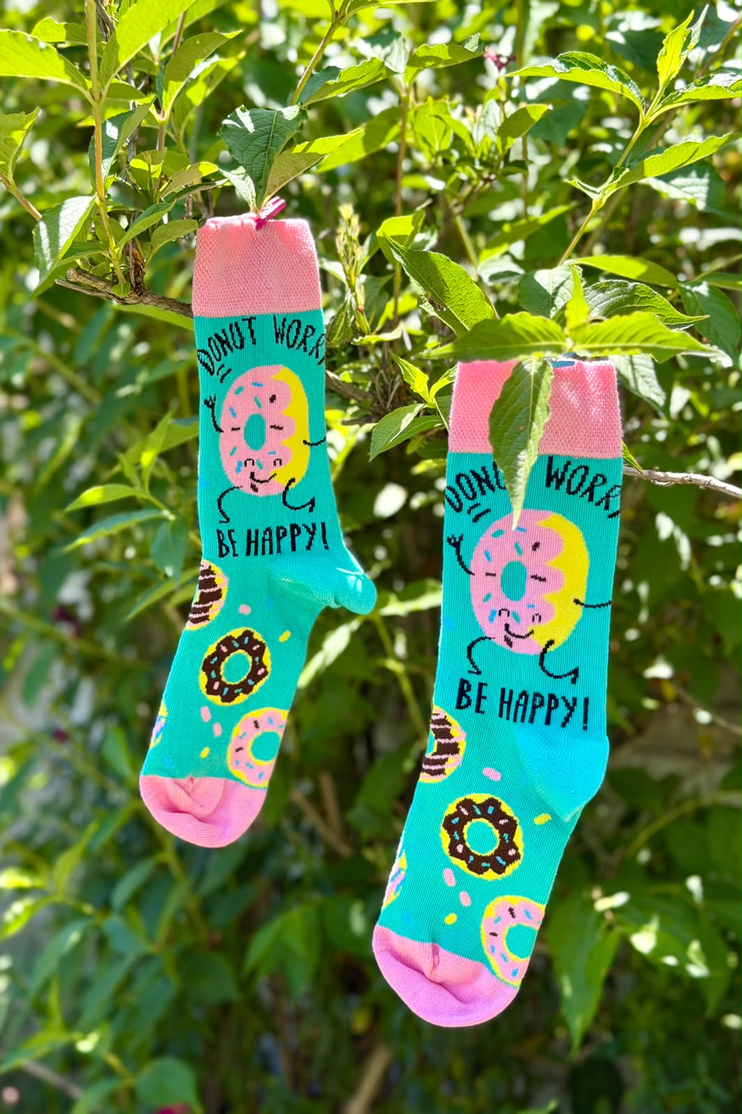 Donut Worry Be Happy Desenli Soket Çorap