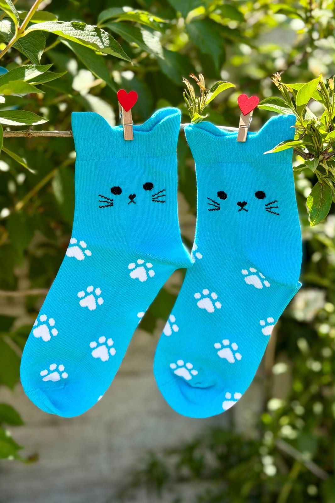 Sevimli Kedi Kulaklı Pati Desenli Soket Çorap