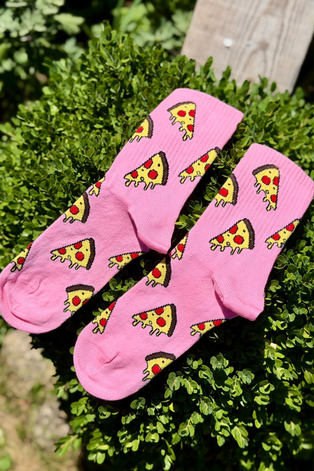Pembe Pizza Dilim Desenli Renkli Soket Çorap