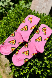 Pembe Pizza Dilim Desenli Renkli Soket Çorap