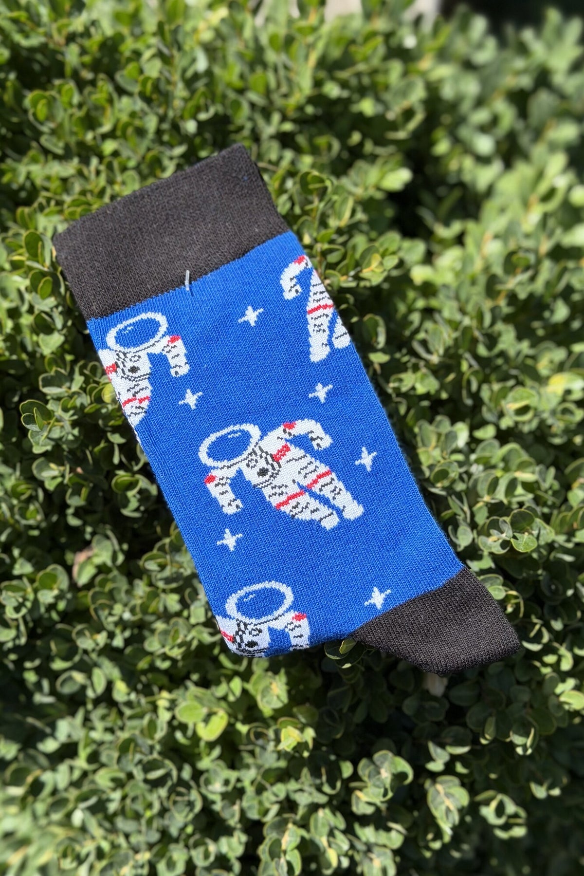 Unisex Astronot Desenli Saks Mavi Soket Çorap - görsel 1