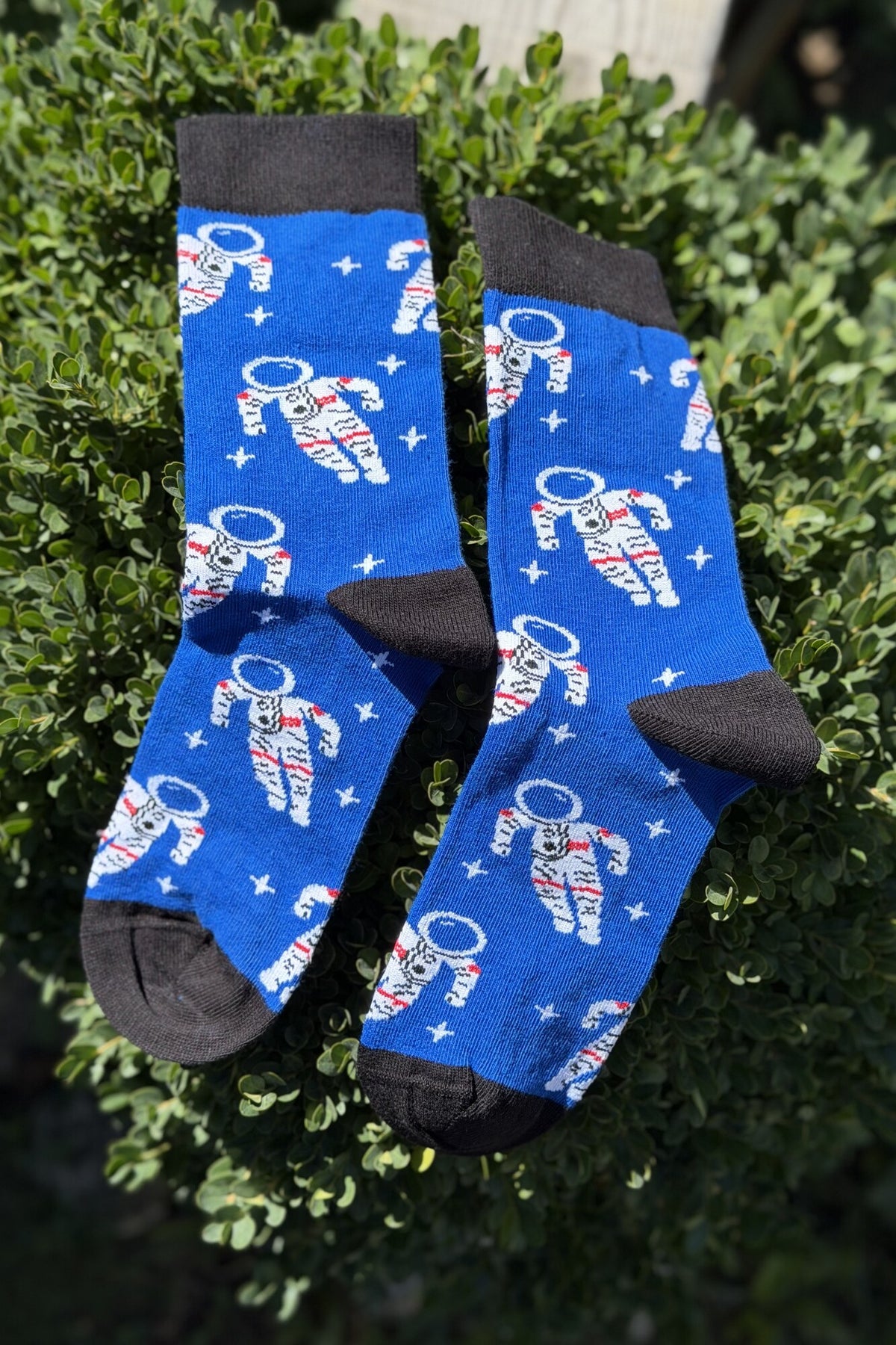 Unisex Astronot Desenli Saks Mavi Soket Çorap - görsel 2