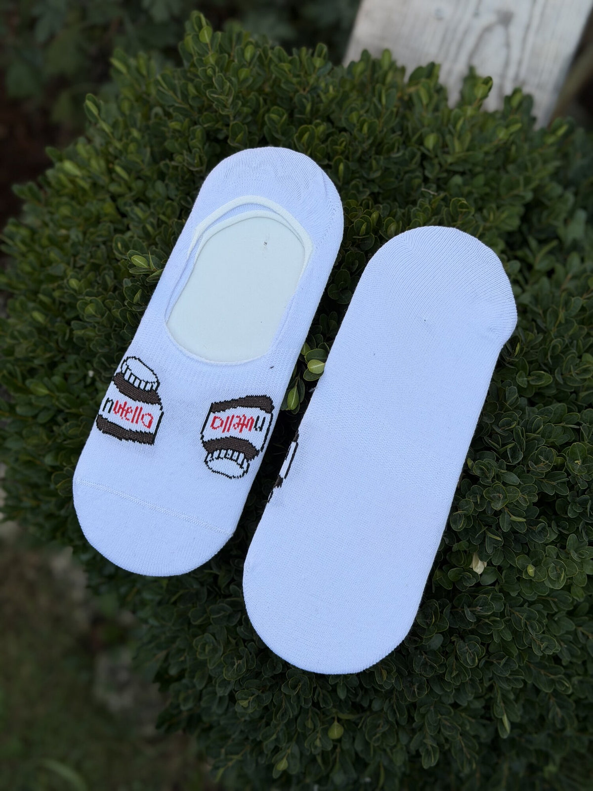 Unisex Nutella Kavanozu Desenli Beyaz Babet Çorap - görsel 2