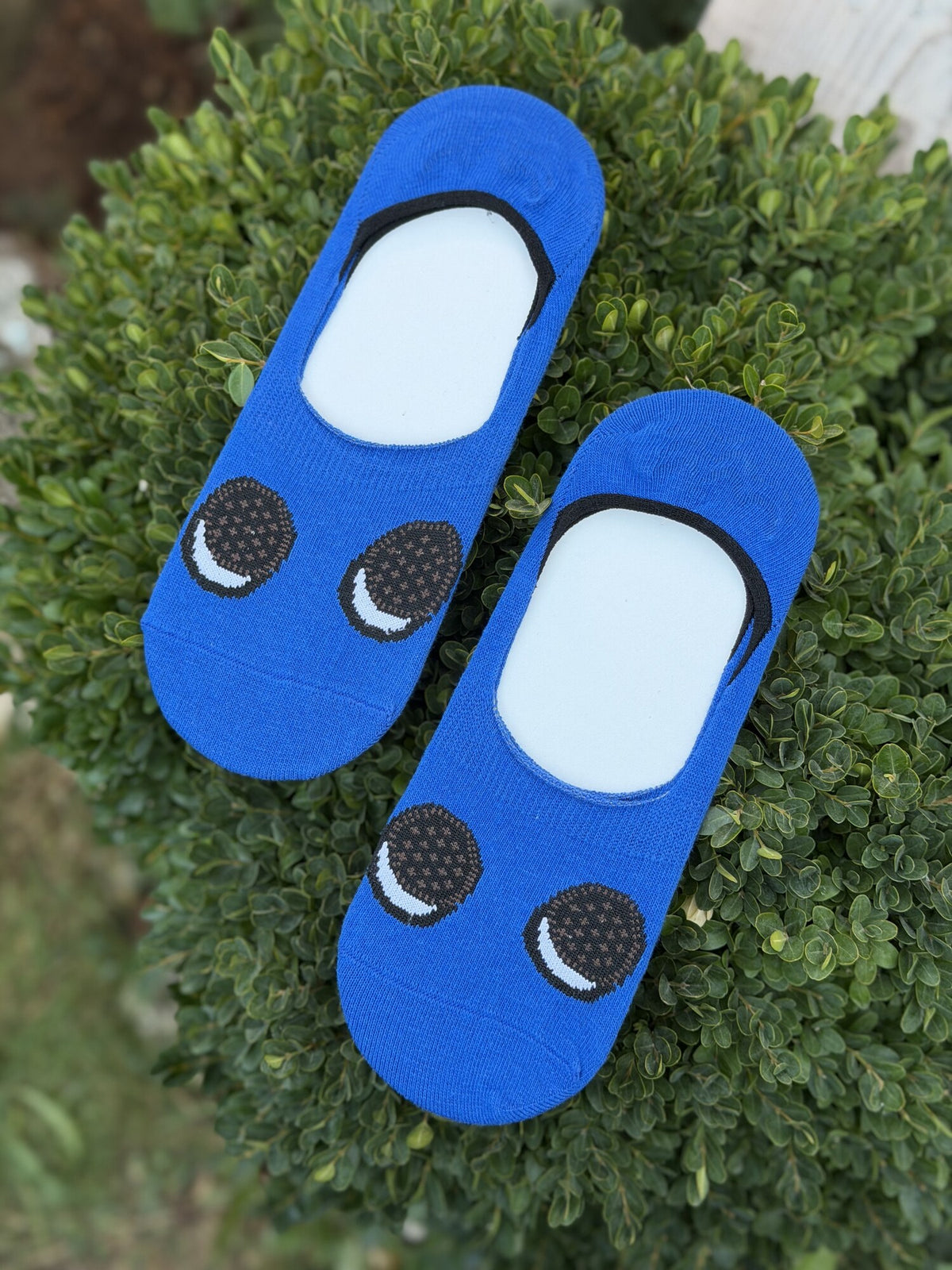 Unisex Oreo Bisküvi Desenli Mavi Babet Çorap - görsel 1