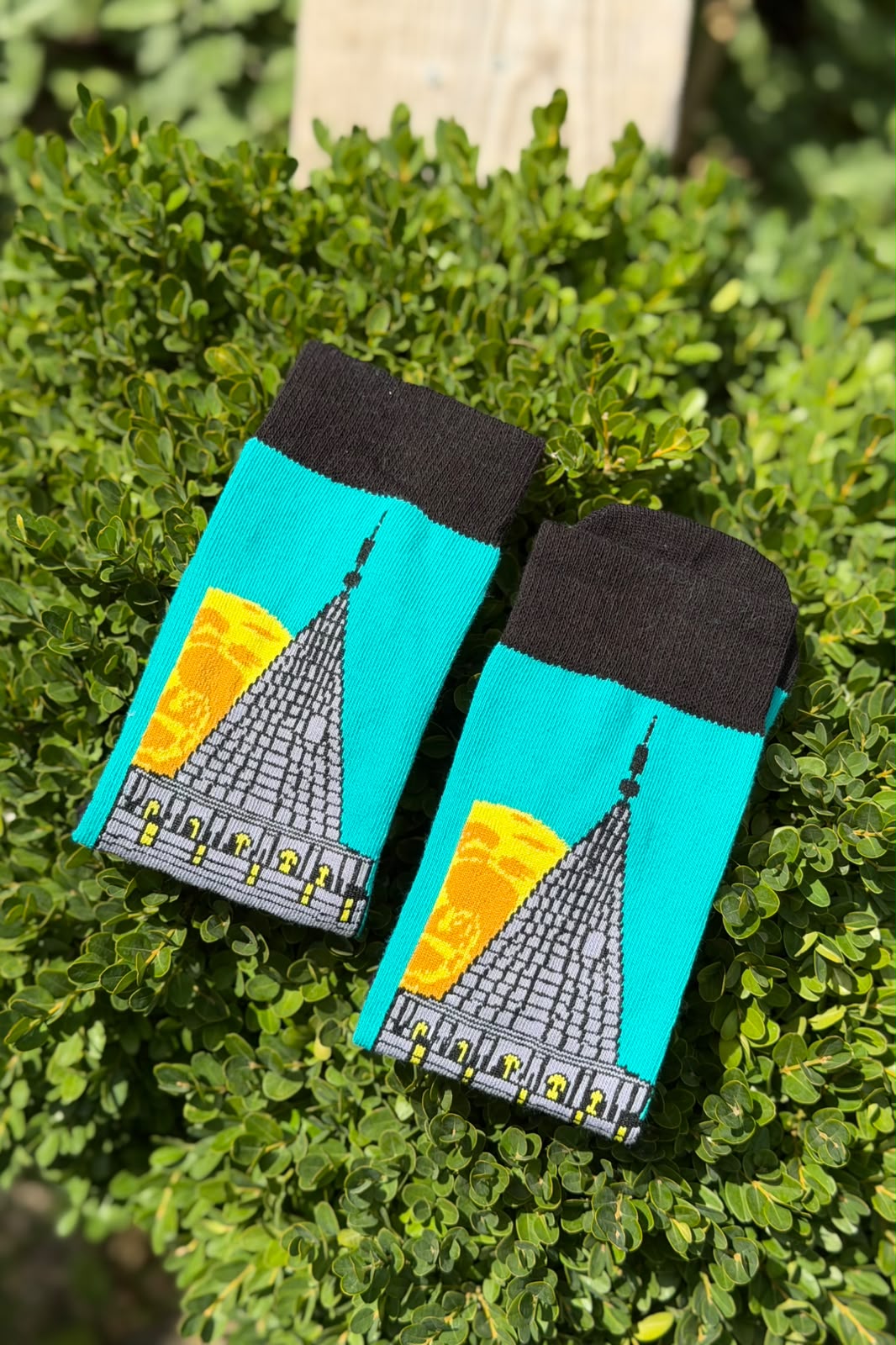 Unisex İstanbul Galata Kulesi Desenli Turkuaz Soket Çorap - görsel 3