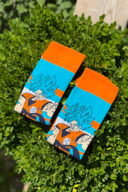Unisex Dragon Ball Goku Desenli Turkuaz Anime Soket Çorap - görsel 1