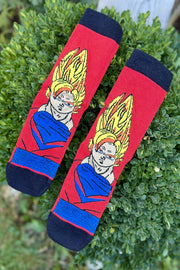 Unisex Dragon Ball Goku Desenli Kırmızı Anime Soket Çorap - görsel 1