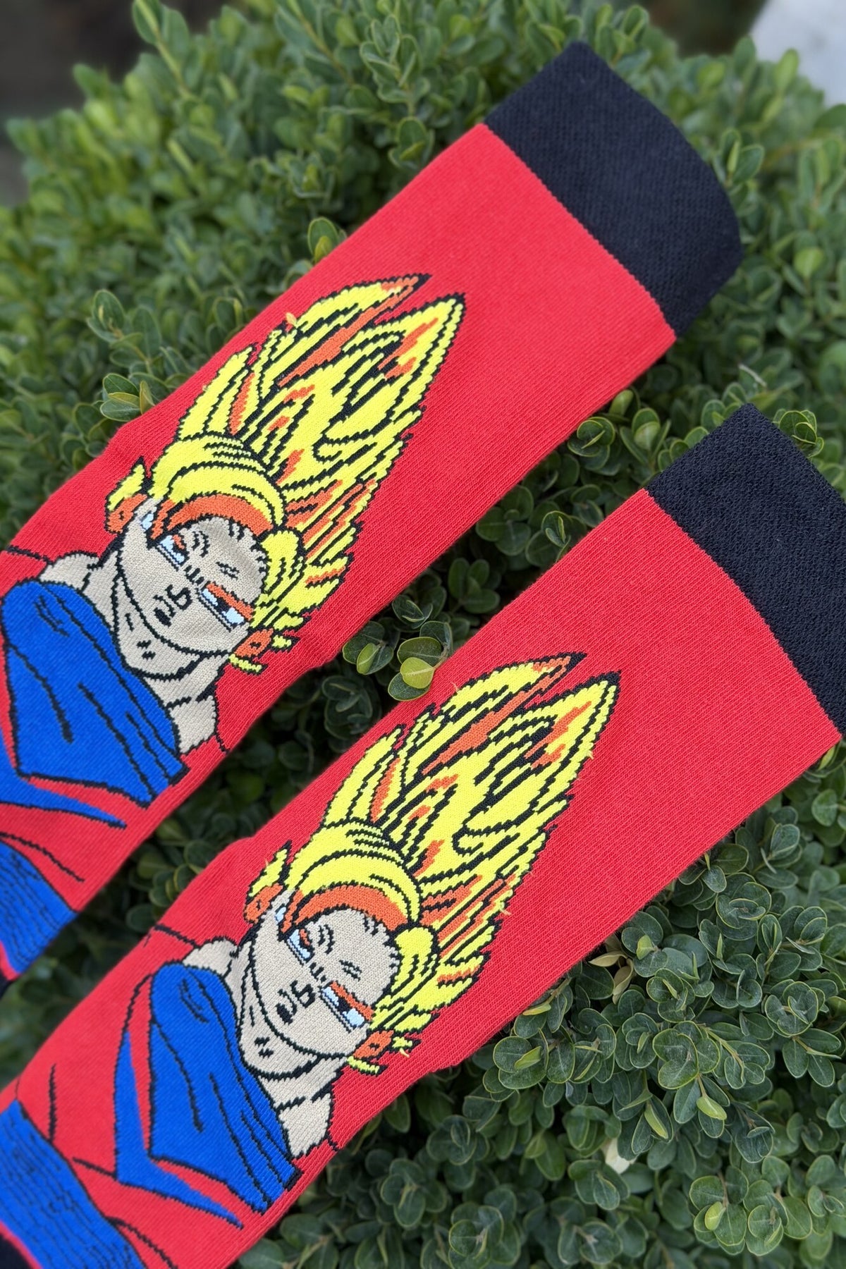 Unisex Dragon Ball Goku Desenli Kırmızı Anime Soket Çorap - görsel 2