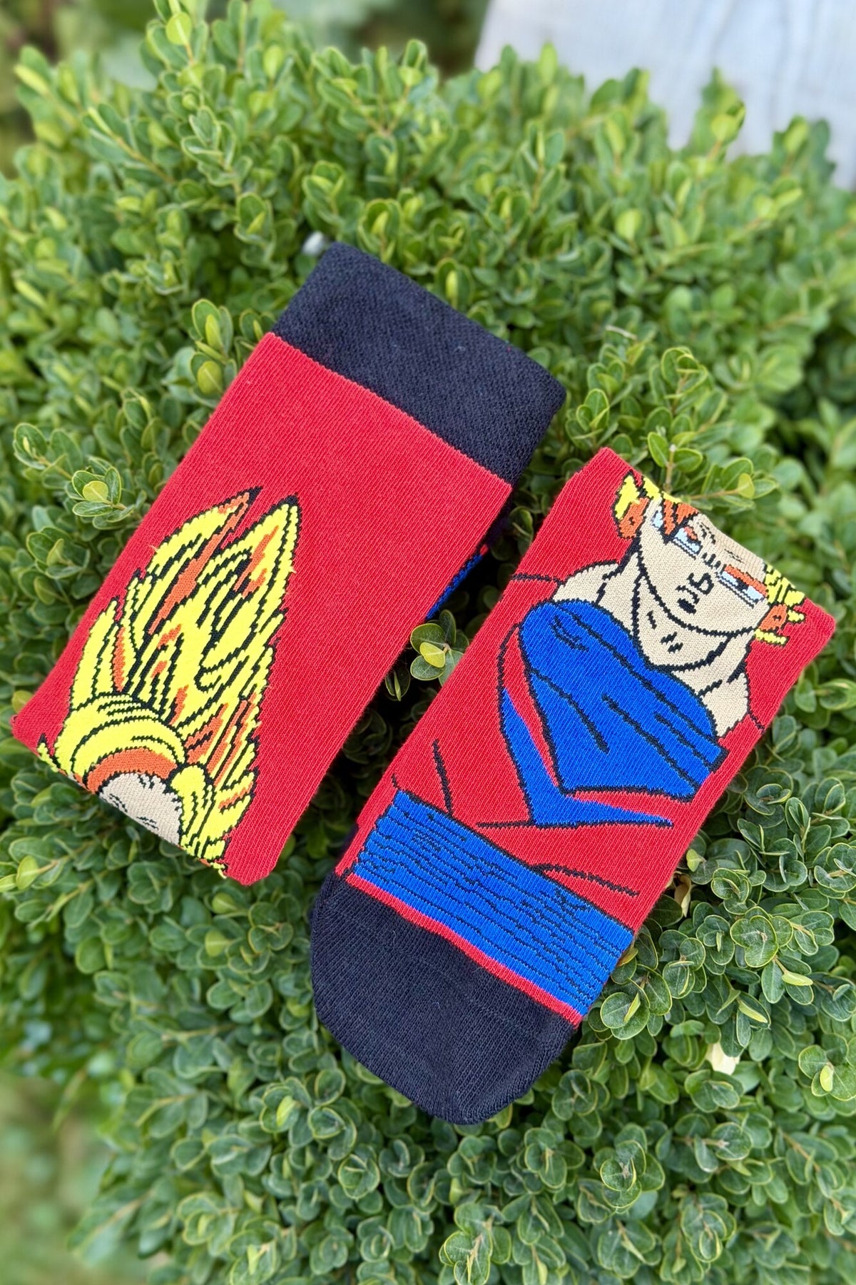 Unisex Dragon Ball Goku Desenli Kırmızı Anime Soket Çorap - görsel 3