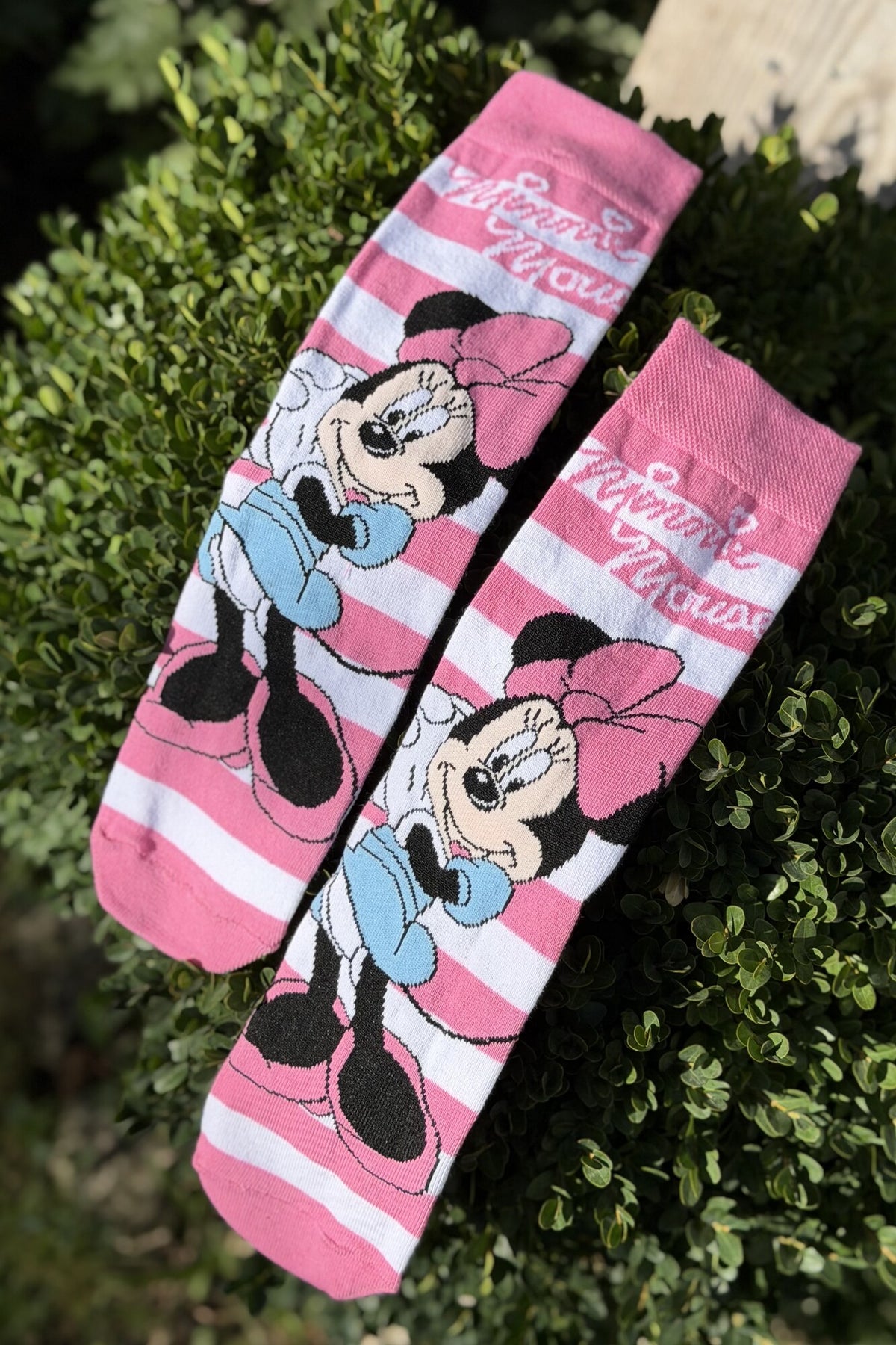 Unisex Mickey ve Minnie Çizgili 2'li Soket Çorap - görsel 2
