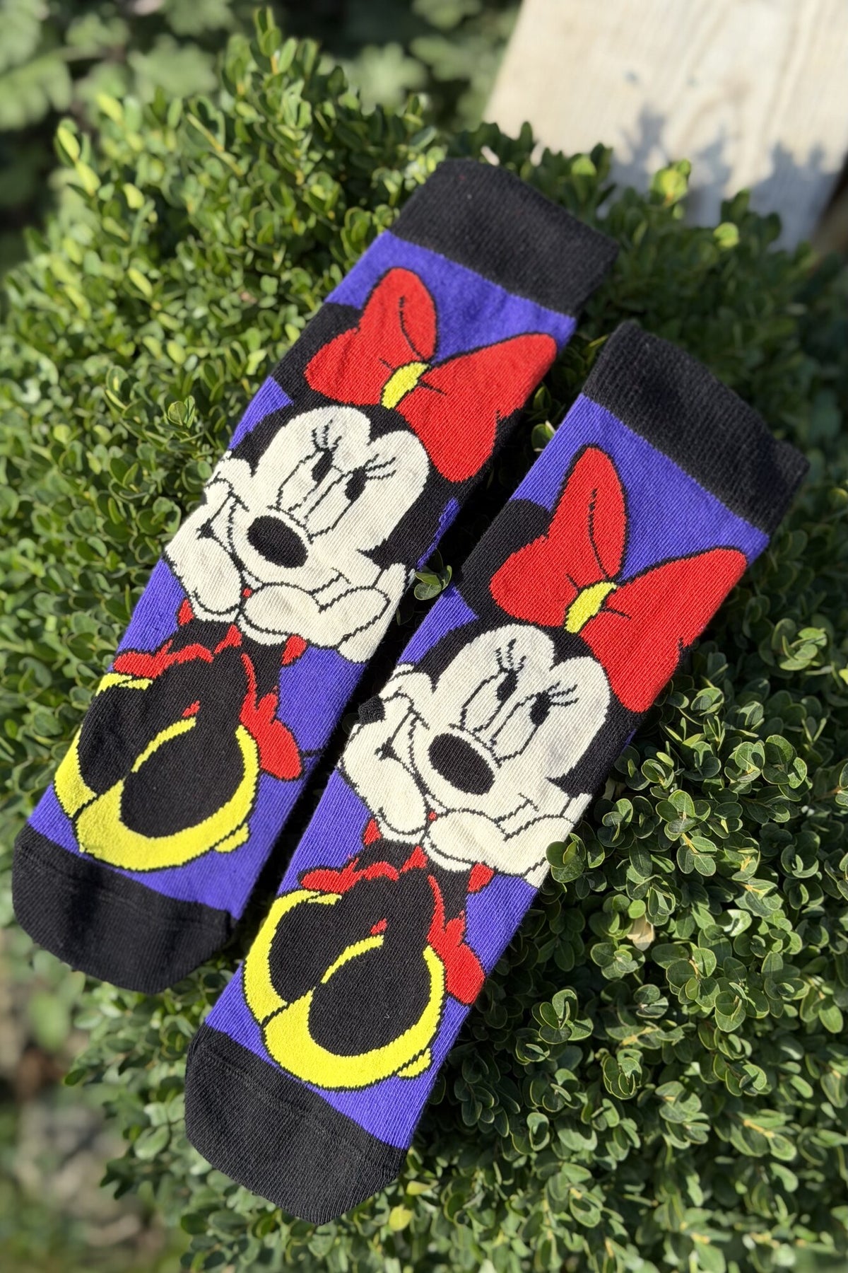 Unisex Mickey ve Minnie Kırmızı Mor 2'li Soket Çorap - görsel 2