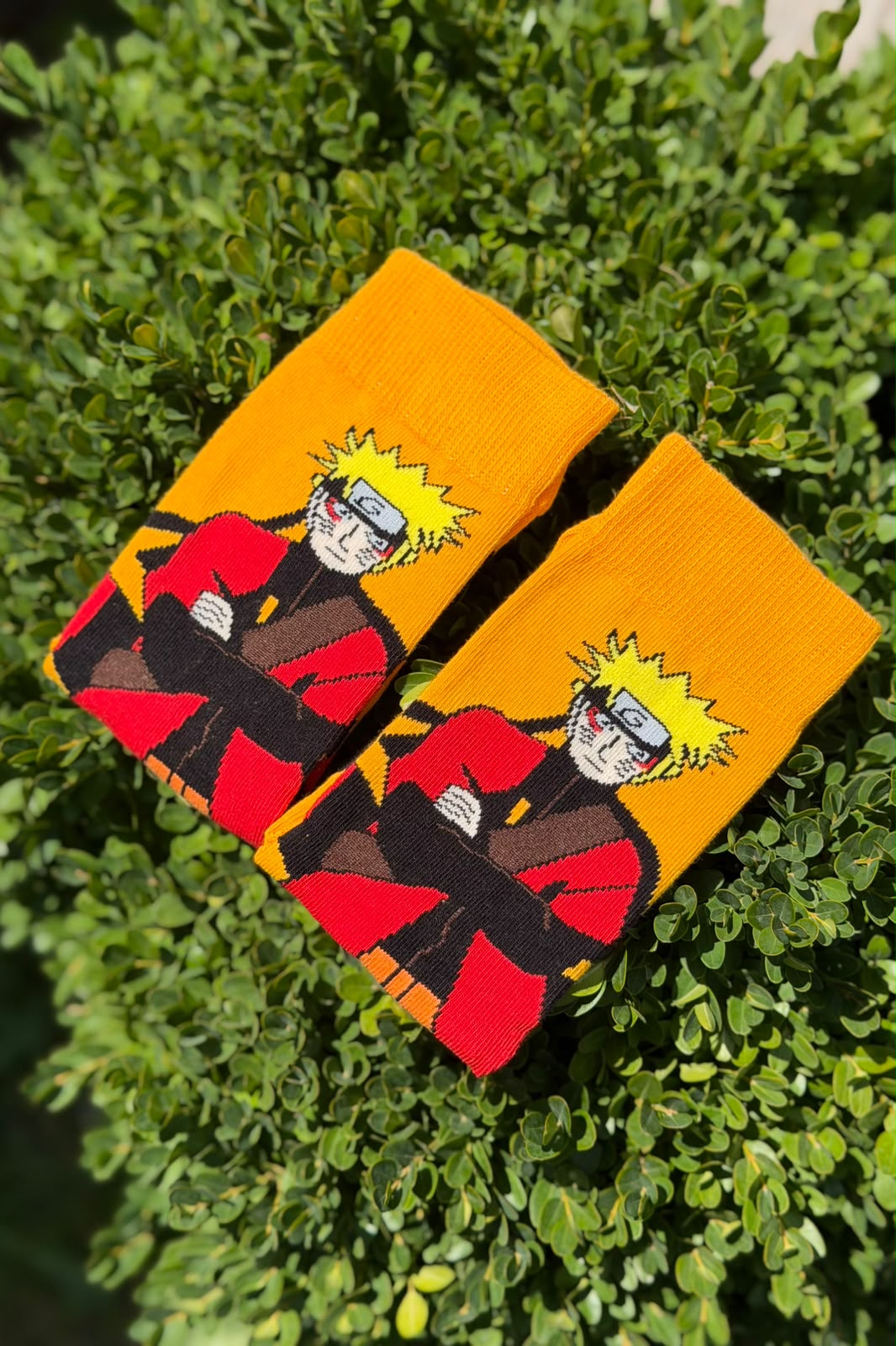 Unisex Naruto Uzumaki Desenli Turuncu Anime Soket Çorap - görsel 1