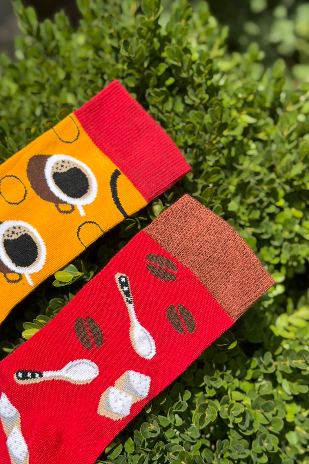 Unisex Sağlı Sollu Kahve Desenli Soket Çorap - görsel 2