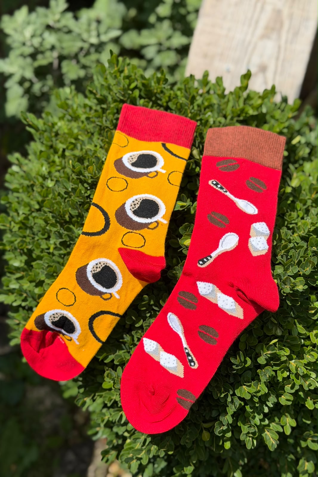Unisex Sağlı Sollu Kahve Desenli Soket Çorap - görsel 3