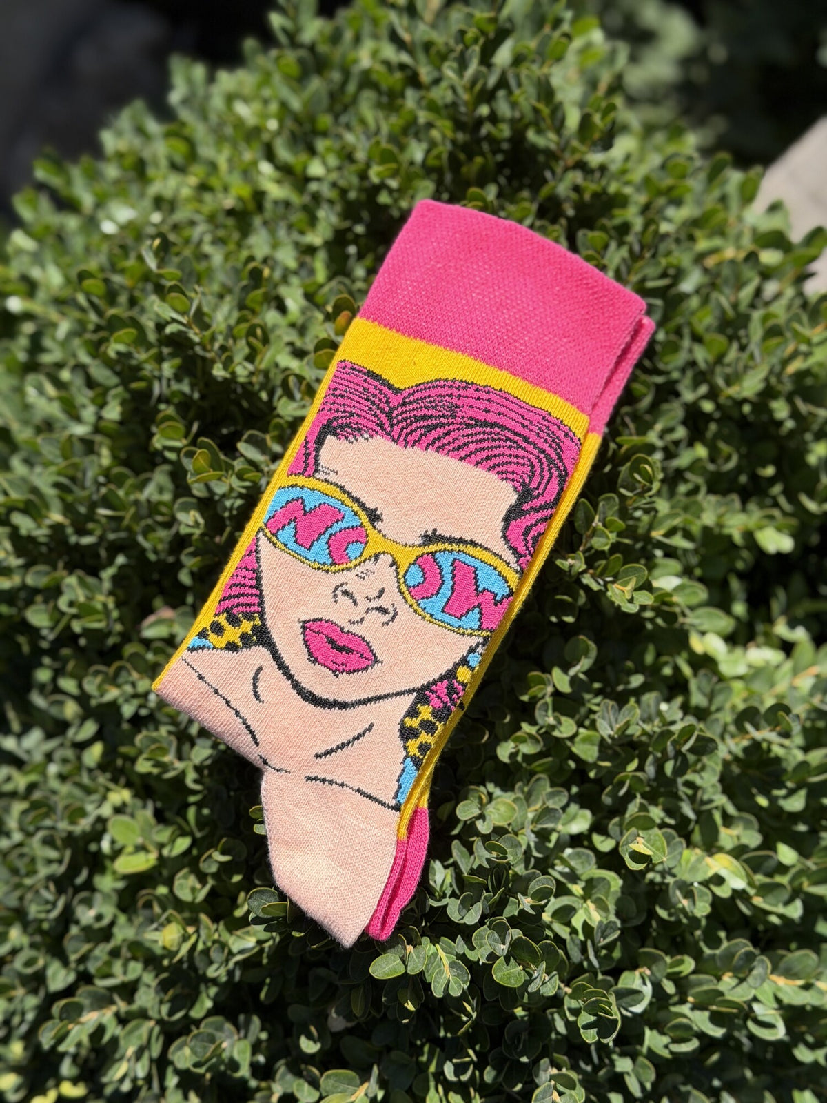 Unisex Sağlı Sollu Pop Art Sakız Balonlu Kız Desenli Soket Çorap - görsel 1