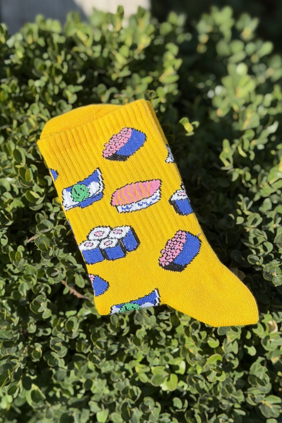 Unisex Sushi Desenli Sarı Soket Çorap - görsel 1