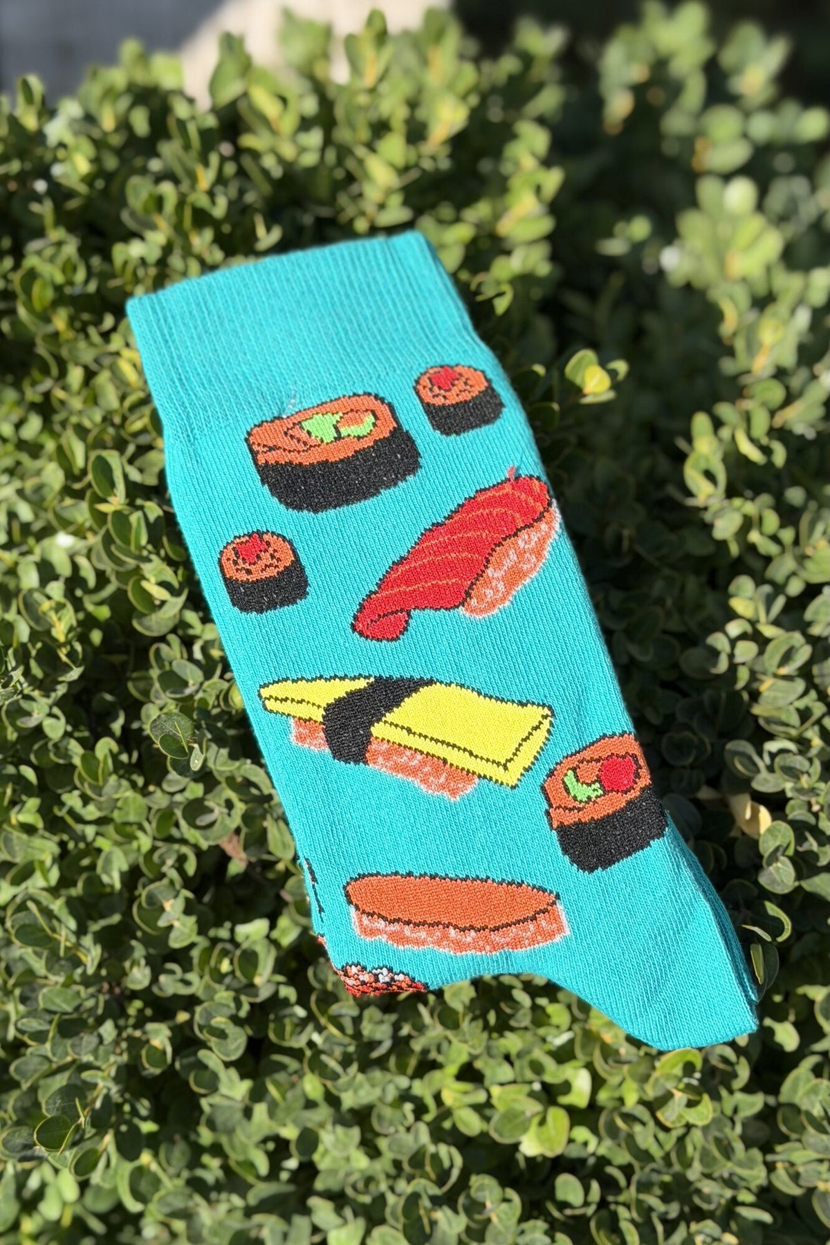 Unisex Sushi Desenli Turkuaz Soket Çorap - görsel 1
